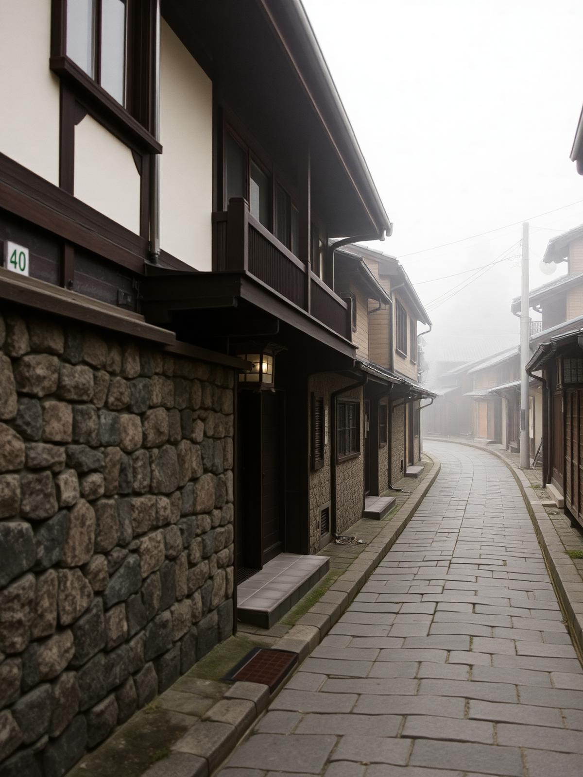 Gasse im Morgennebel